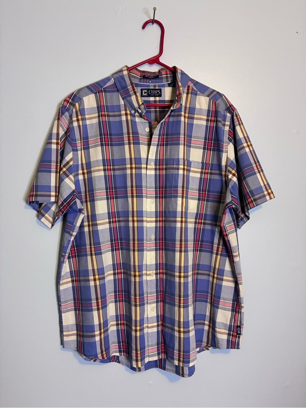 Chaps Multicolor Plaid Short-Sleeve Button-Down Shirt